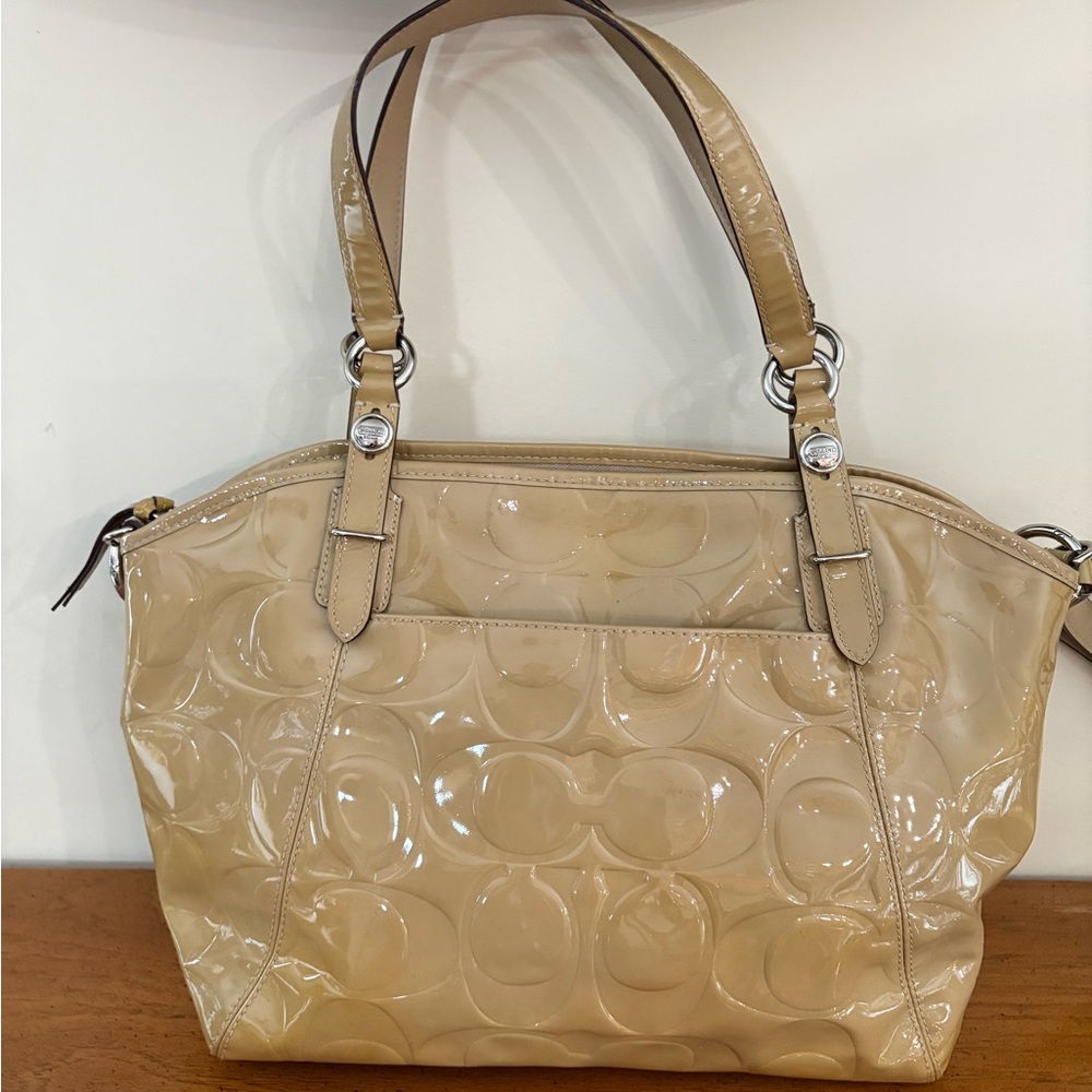 Coach Tan Patent Leather Shoulder Bag